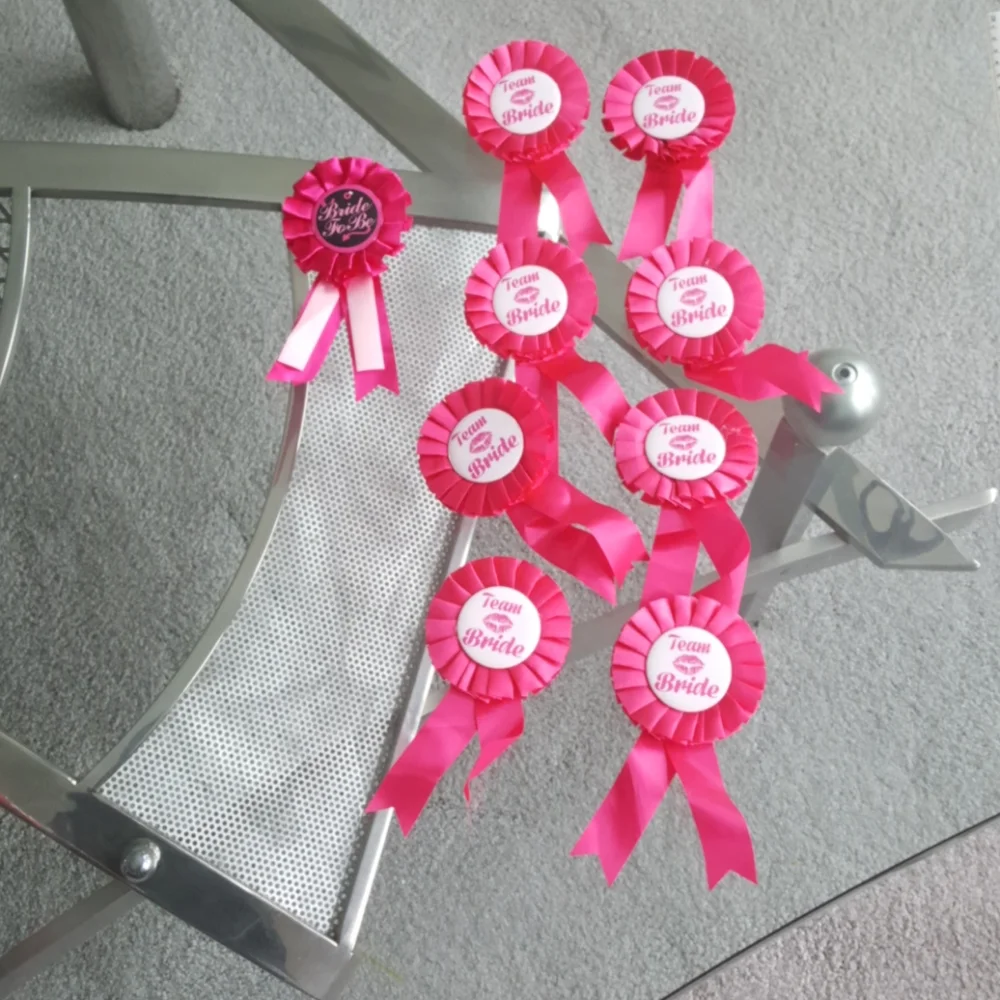 Team bride and bride to be campaign buttons